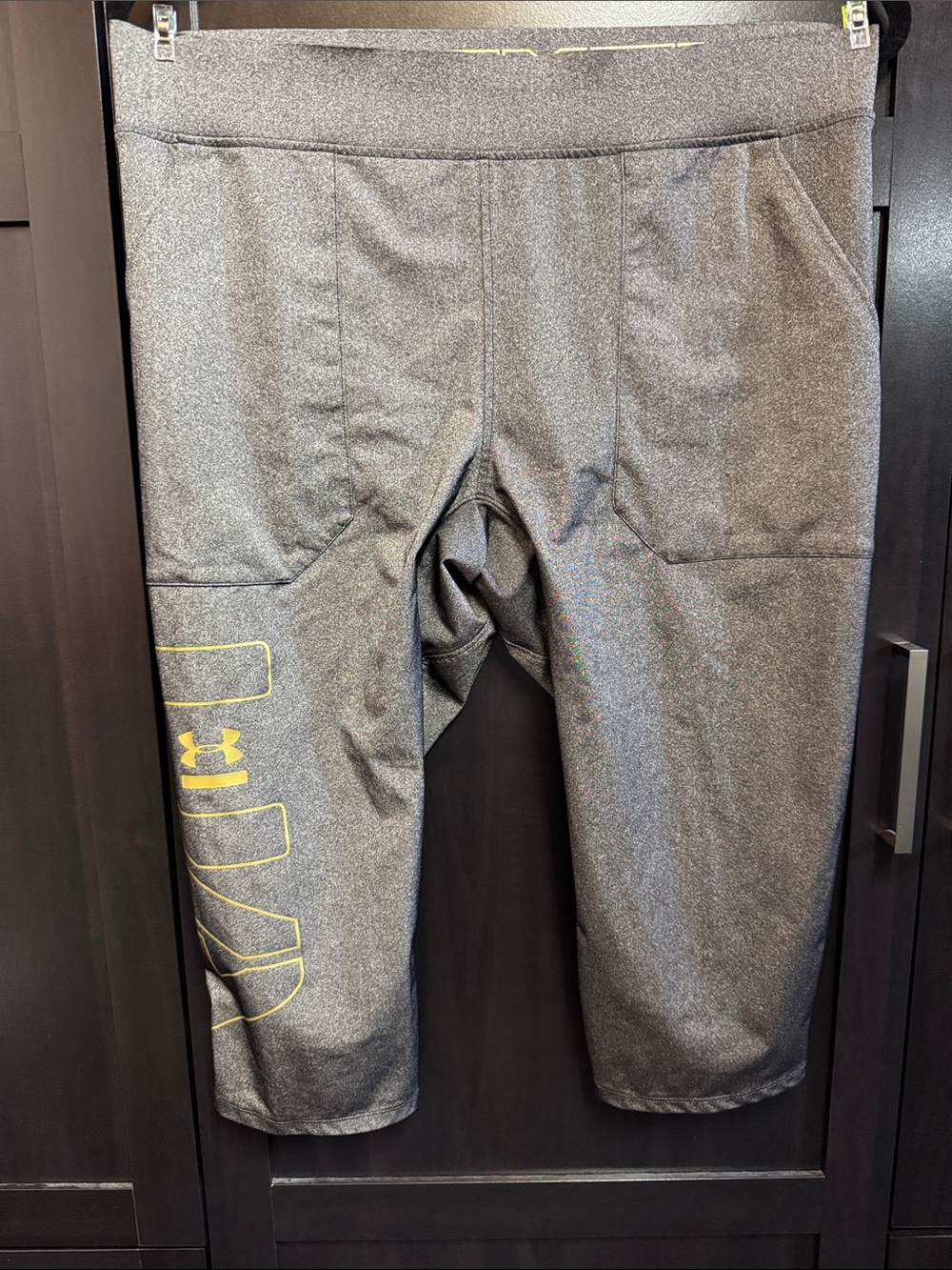 Under Armour Heather Gray Capri Leggings with Yellow Logo